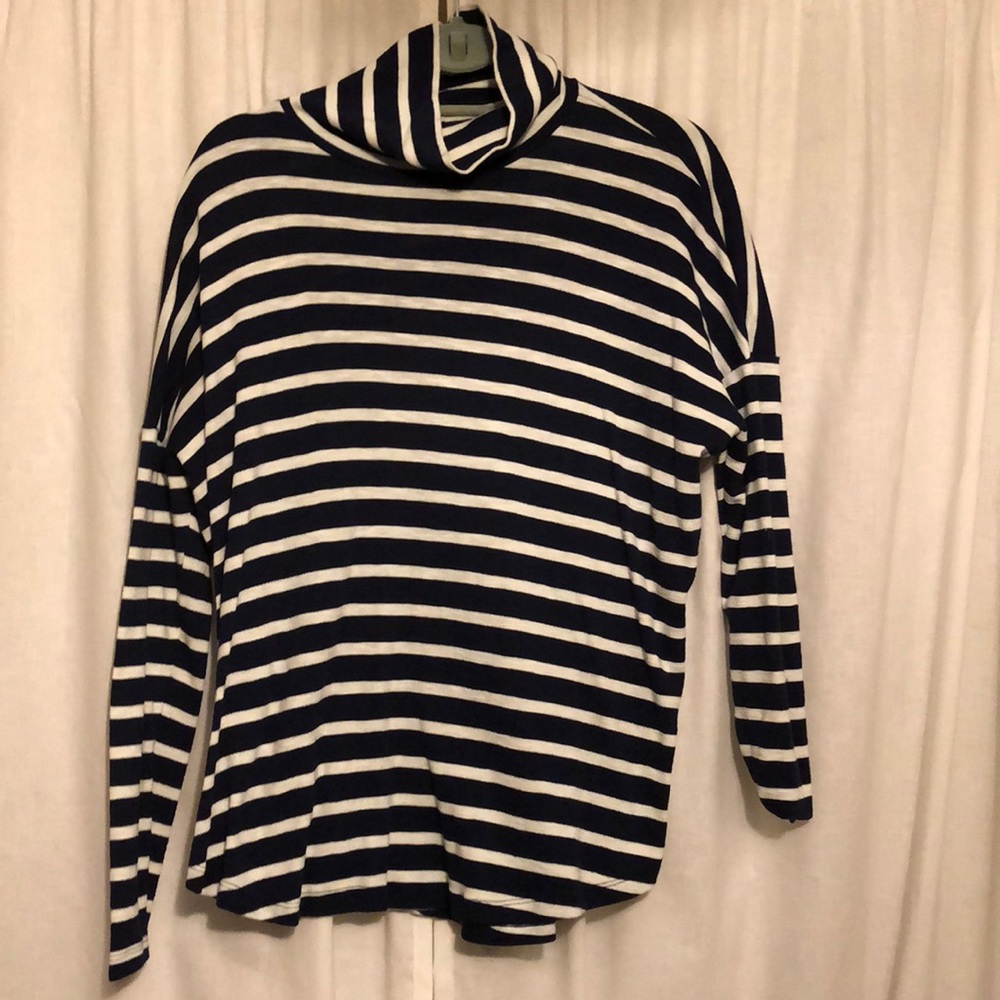 Navy and white striped turtleneck